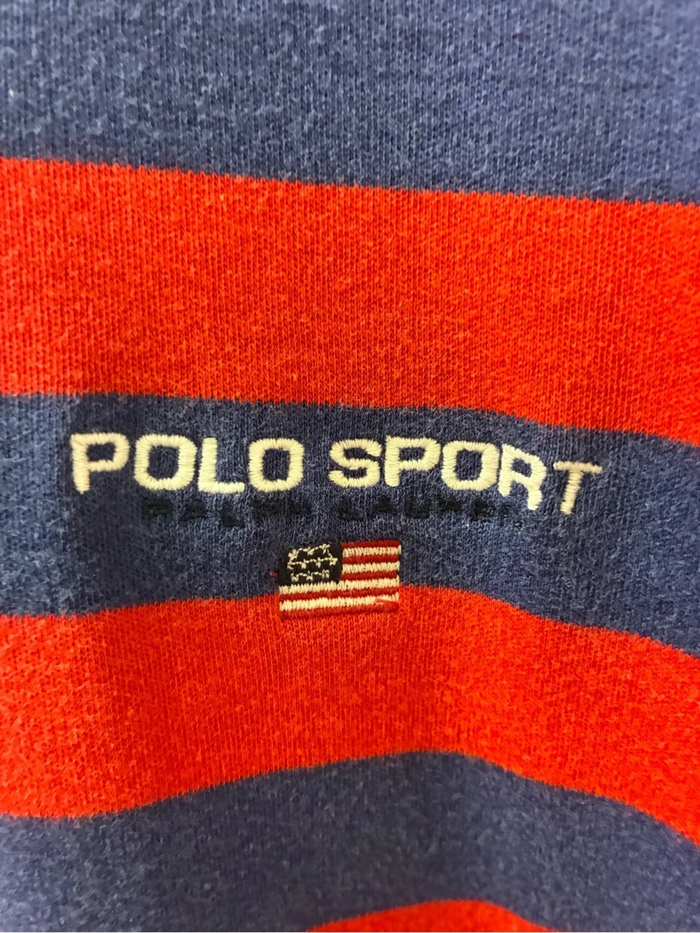 Vintage Polo by Ralph Lauren Men's Blue & Red Striped Polo Shirt